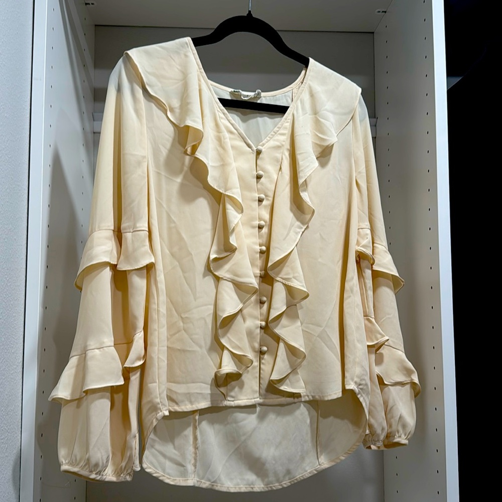 Cream ruffle blouse